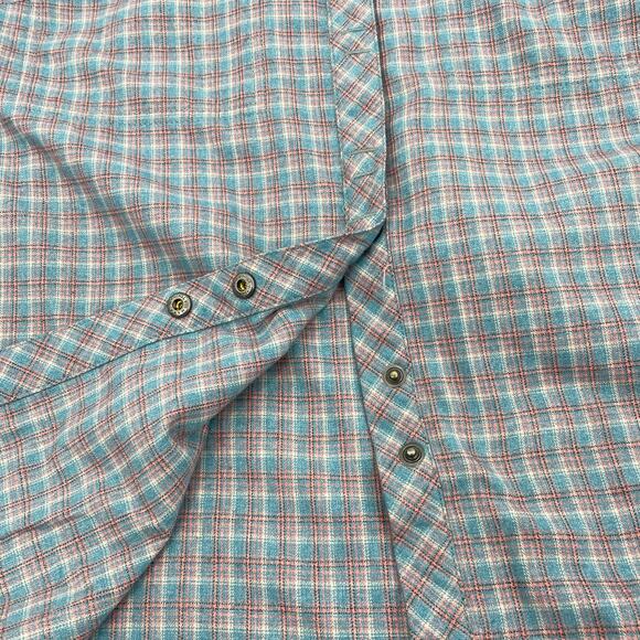 ROYAL ROBBINS Flannel Long Sleeve Shirt Size S Plaid Snap Front Grey Blue - Picture 6 of 9